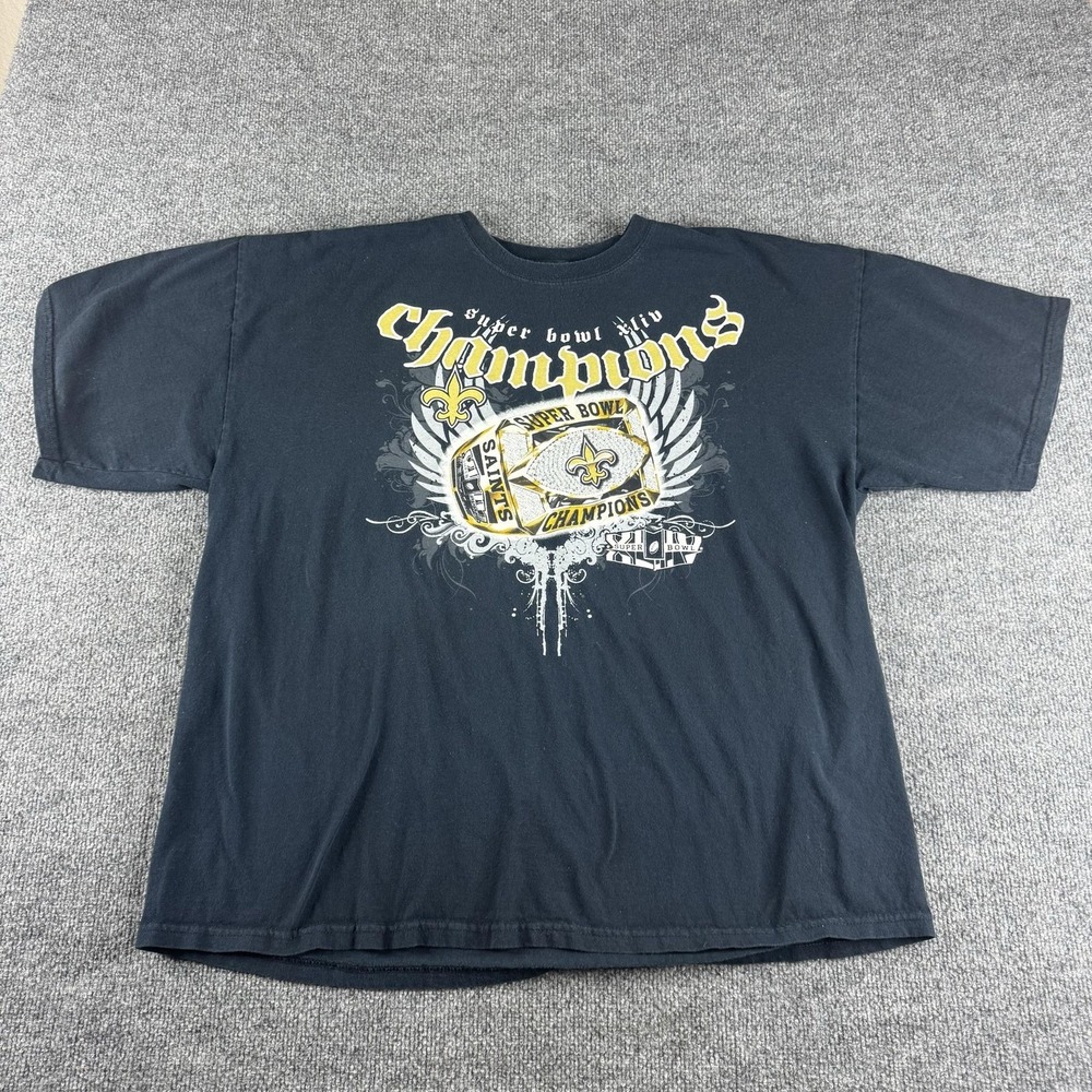 New Orleans Saints Shirt Mens XL Black NFL Football Reebok Super Bowl Champs Tee